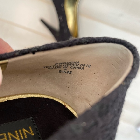 NIB Nine West Rocha Black On Black Platform Heels Sz 8.5 - Picture 11 of 11